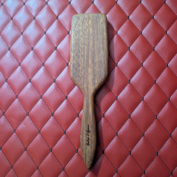 il_fullxfull.8657464318_2zu4.jpg The Rebecca II - Indian Walnut BDSM paddle Vintage hairbrush styled design.