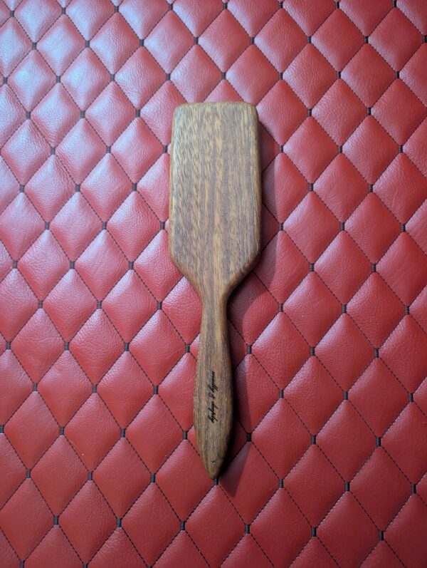 il_fullxfull.8657464318_2zu4.jpg The Rebecca II - Indian Walnut BDSM paddle Vintage hairbrush styled design.