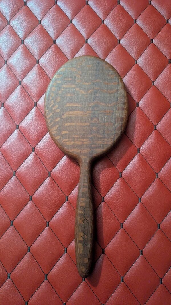 Large Round Handcrafted Leopardwood Wood Paddle – Hand mirror style