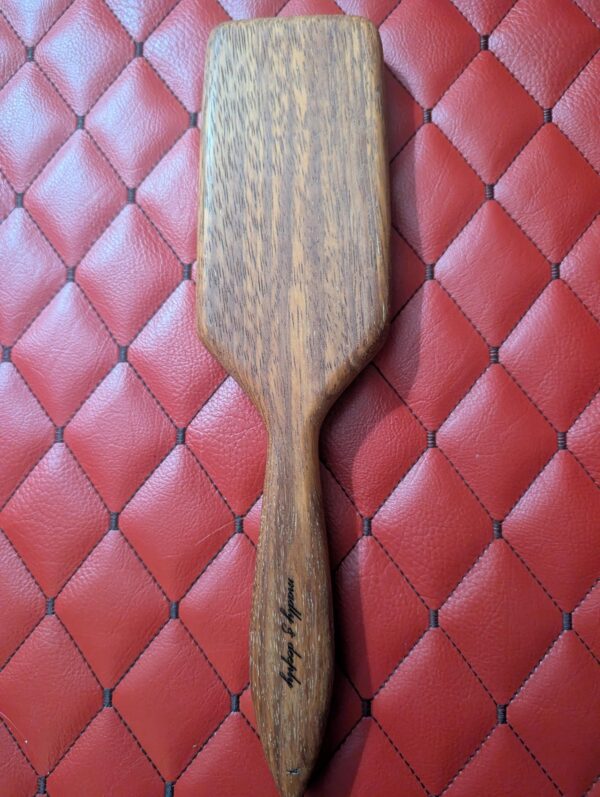 il_fullxfull.8705290139_jq7p.jpg The Rebecca II - Indian Walnut BDSM paddle Vintage hairbrush styled design.